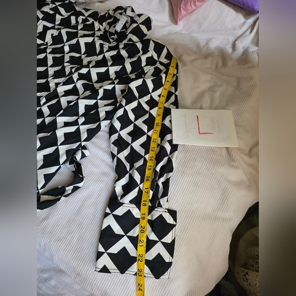 H&M Tie-belt shirt dress black & white Patternwd sz L bnwt - Picture 11 of 16